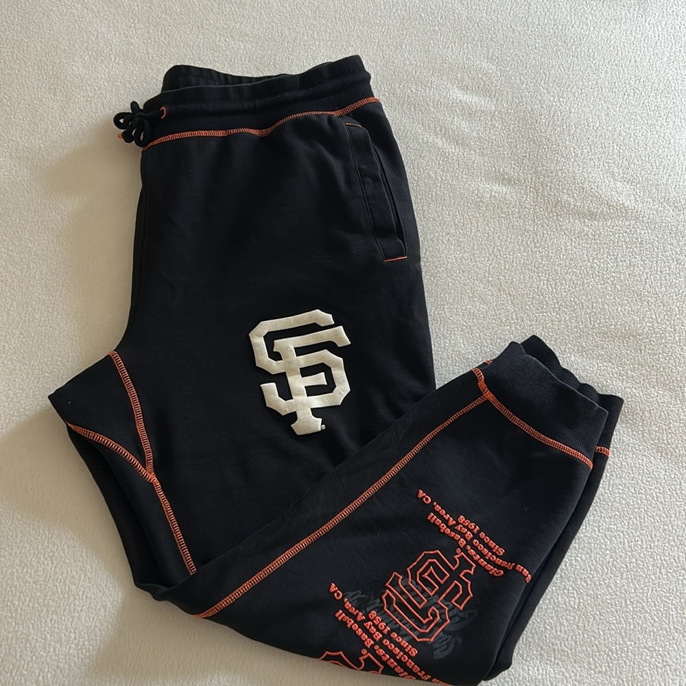 SF Giants‎ New Era Black Joggers /Sweatpants with Orange Accents Mens Size XL
